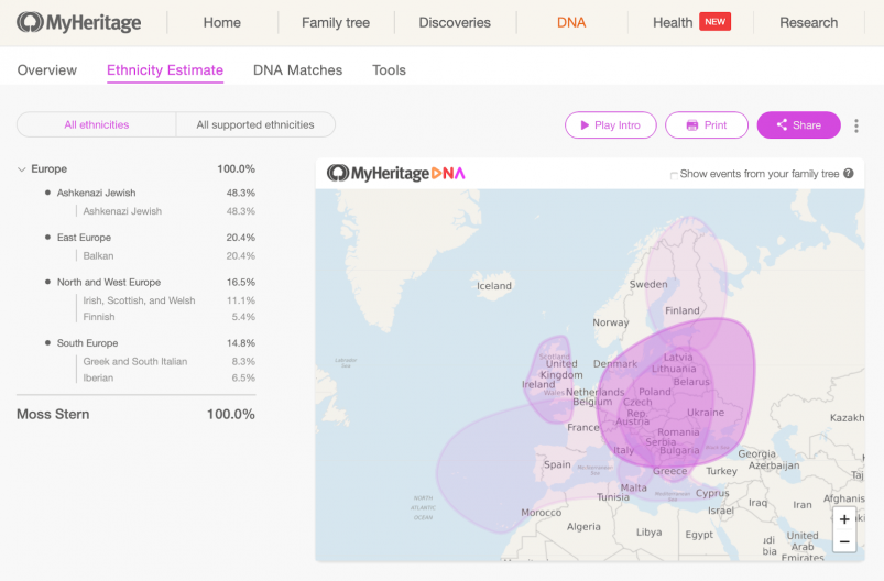 MyHeritage vs AncestryDNA - MyHeritage Ethnicity Estimate