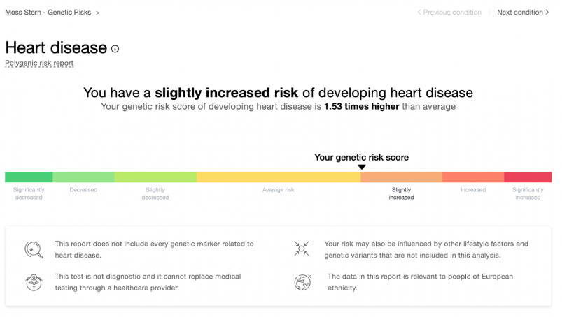 MyHeritage health test results