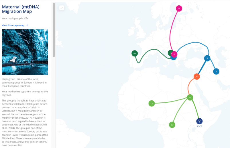 Living DNA Maternal (mtDNA) Migration Map