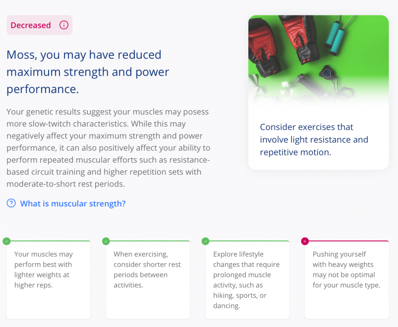 Living DNA Wellbeing Report Maximum Strength Results