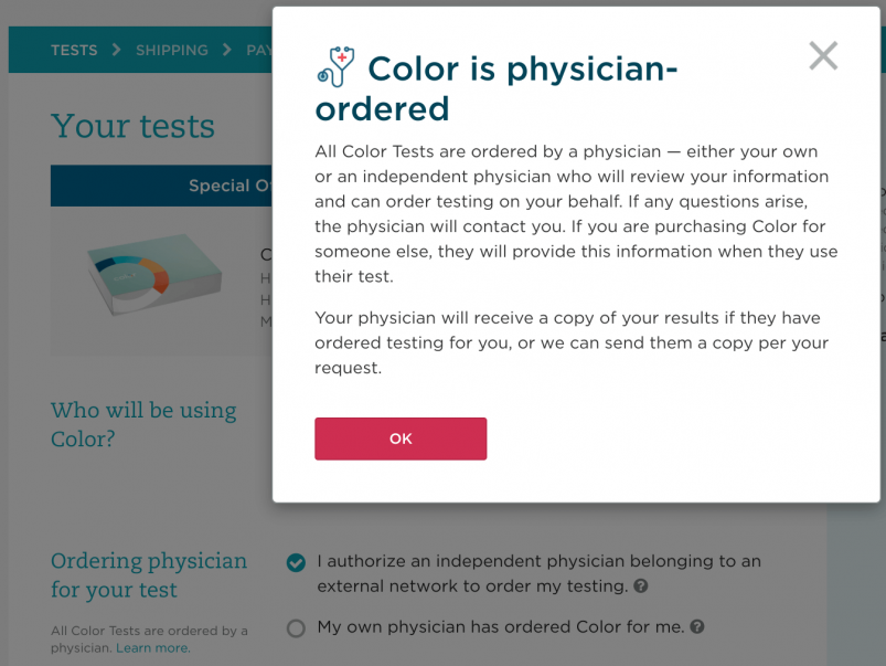 Color's Genetic Tests Require a Physician's Order