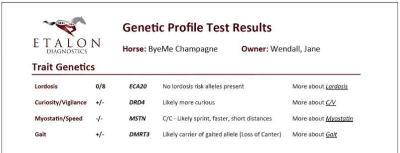 Etalon Diagnostics – Trait Genetics Profile Test Results