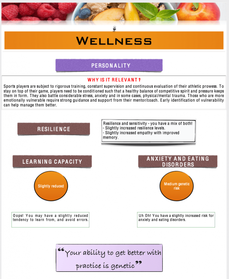 Mapmygenome's MyFitGene Report's Personality Section