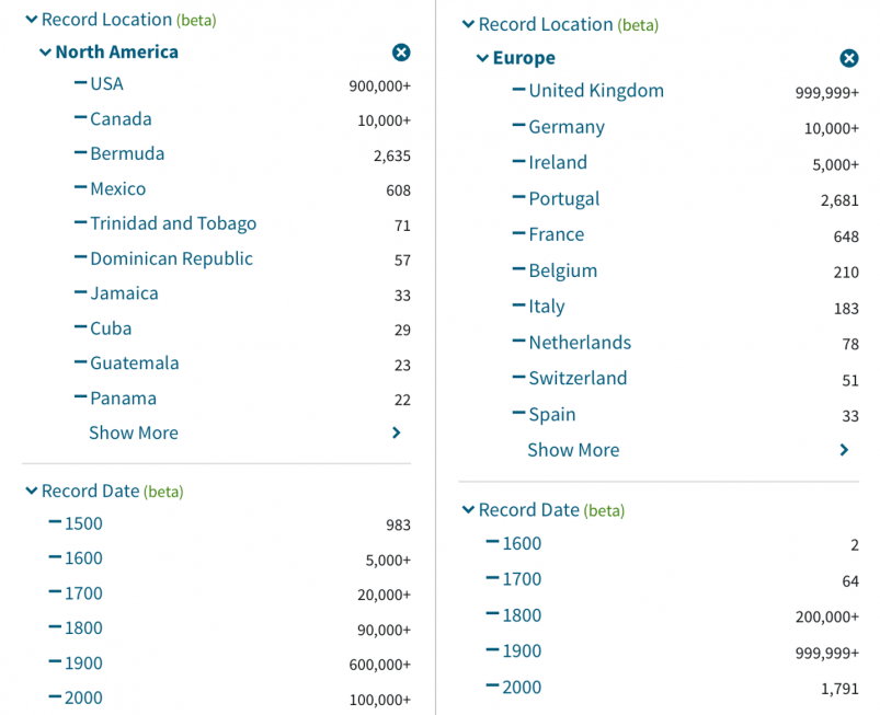 Family Tree by Ancestry's Historical Record Database for North America and Europe