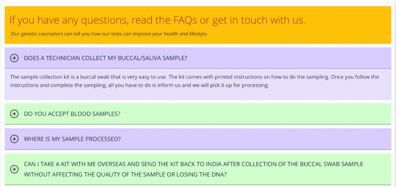 Mapmygenome's Limited FAQ Page