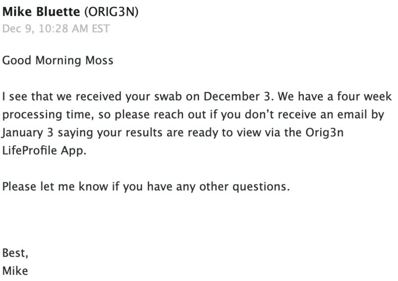 Orig3n customer service inquiry response #4