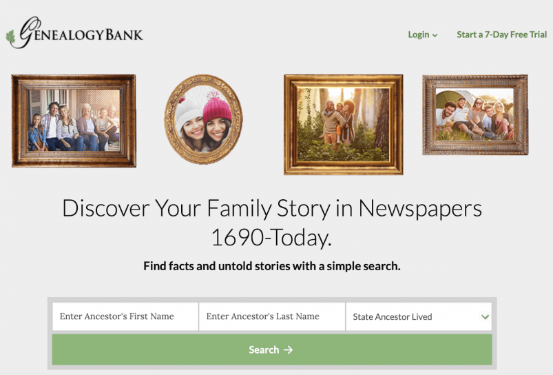 GenealogyBank home page