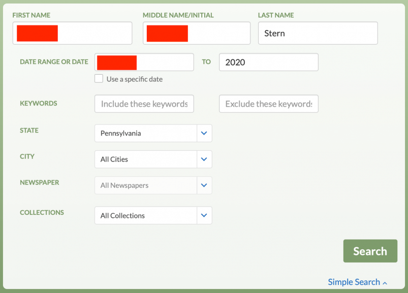 GenealogyBank search box