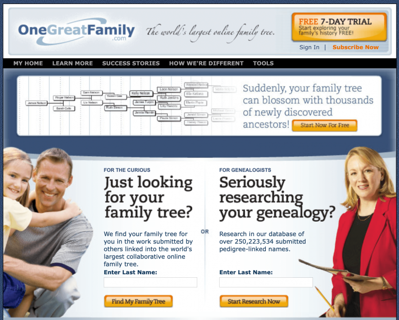 OneGreatFamily home page