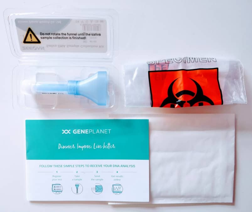 GenePlanet’s Premium Pack kit with saliva collection method.