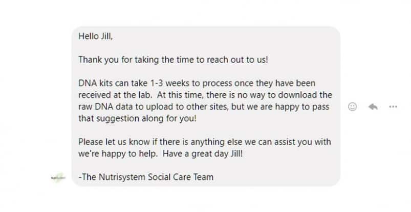 Nutrisystem on Facebook - Reply
