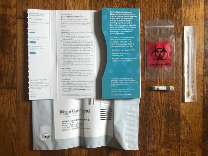 ToolBox Genomics sample collection kit