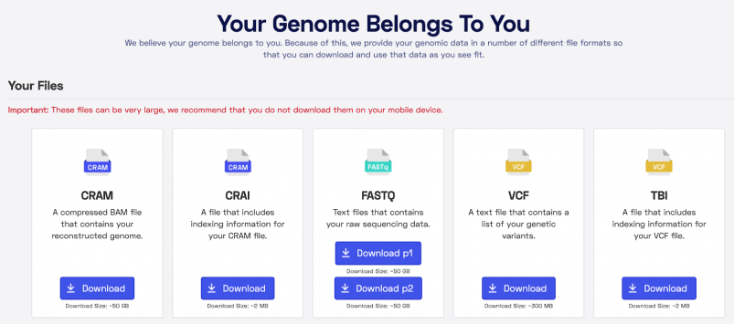 Options for downloading your data from Nebula Genomics