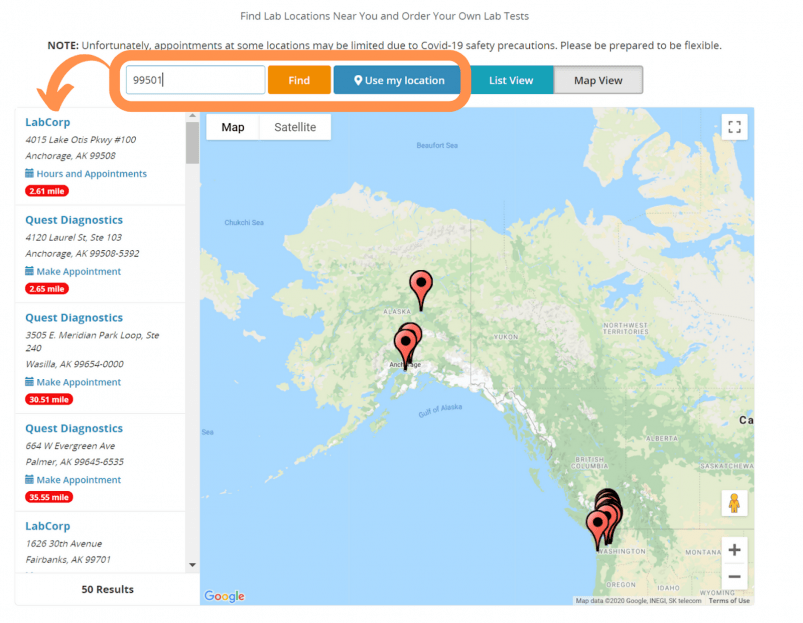 Health Testing Centers lab locator
