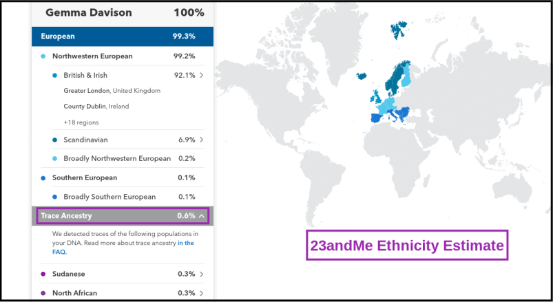 23andMe Ethnicity Estimate with Trace Ancestry