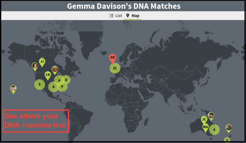 Ancestry DNA Matches Map