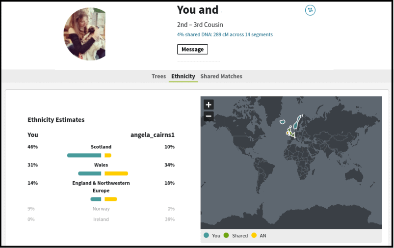 Ancestry DNA Match Information