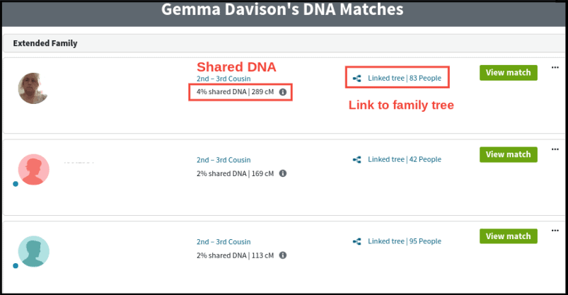 AncestryDNA DNA Matches