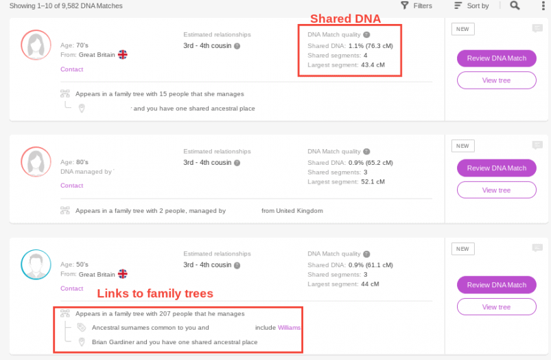 MyHeritage DNA Matches