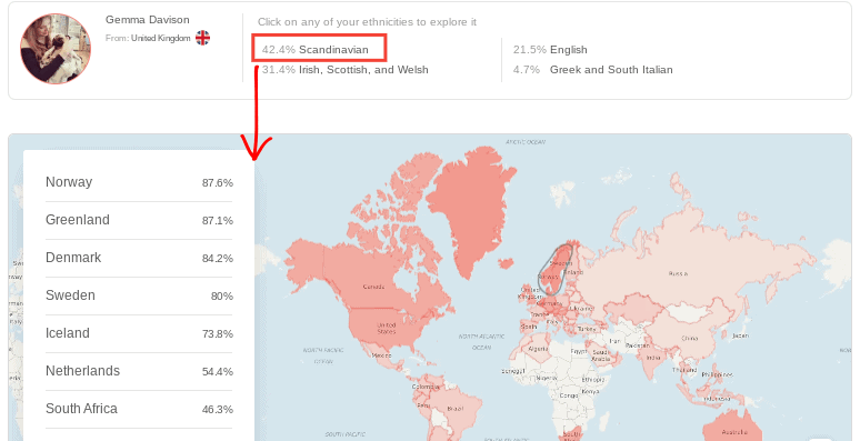 MyHeritage DNA Tools Ethnicity Map