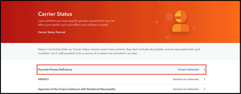 23andMe Carrier Status Reports Summary