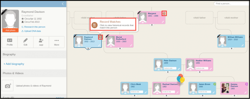 MyHeritage Family Tree Historical Record Matches 