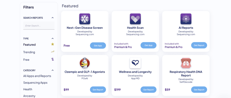 Screenshot of Sequence.com's app store